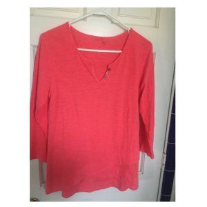 NWOT Fresh Produce Coral Pink 3/4 tee